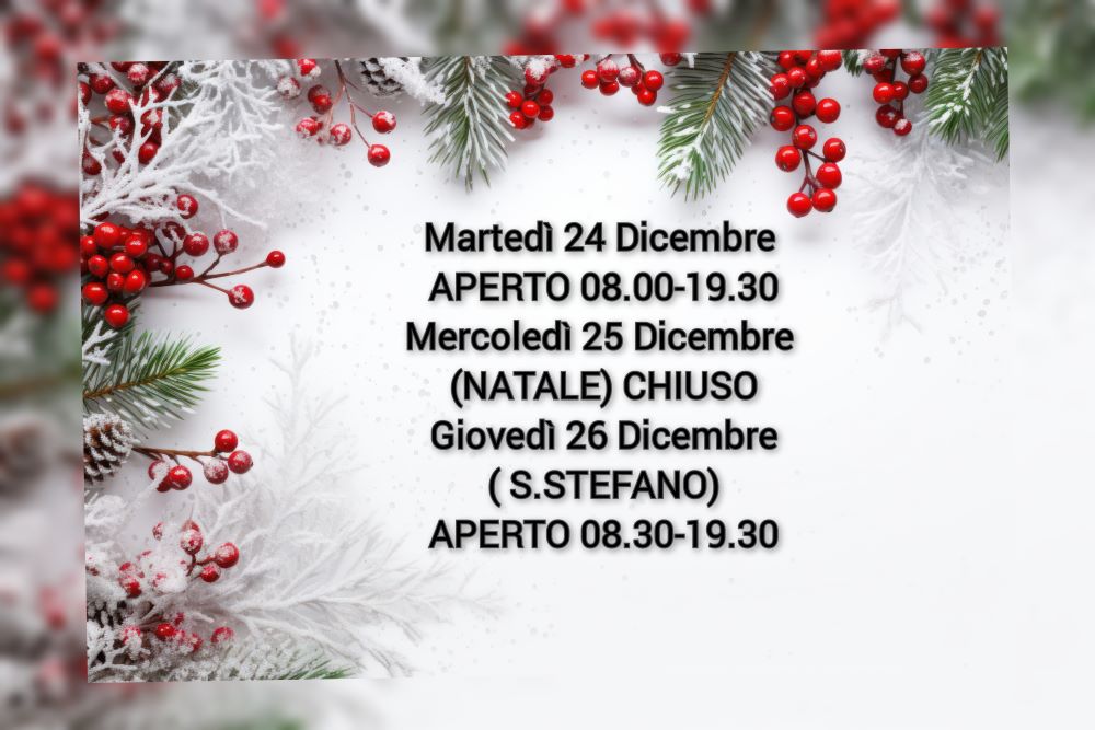 orari per Natale 2024 in farmacia pelizzo a udine